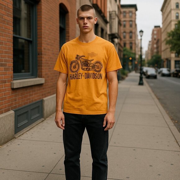 Genuine Harley-Davidson Men’s T-Shirt Size Medium Orange/Yellow St Louis, MO - Picture 1 of 7
